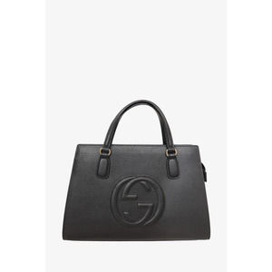 Gucci Black Leather GG Soho Top Handle with Strap